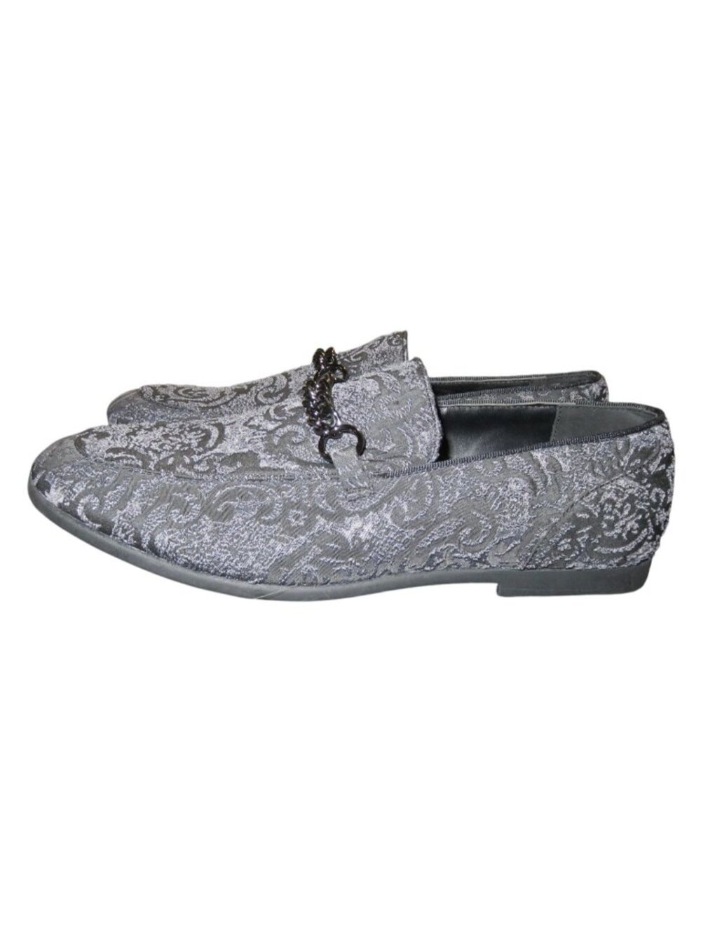 ASOS Jacquard Charcoal Velvet Chain Embellished Driving Loafers Moccasins size 9